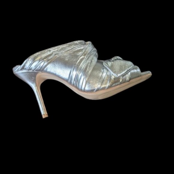 ZARA Silver Slip-On Helled Sandal Size 37 (US &) NEW NWOT - Picture 1 of 12